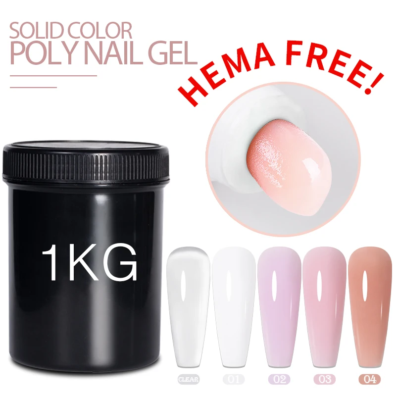 AWStorG 1kg Nude Poly Nail Gel For Nail Extension Fast Gel Jelly White Pink  Quick Building Soak Off UV Hard Gel Varnish
