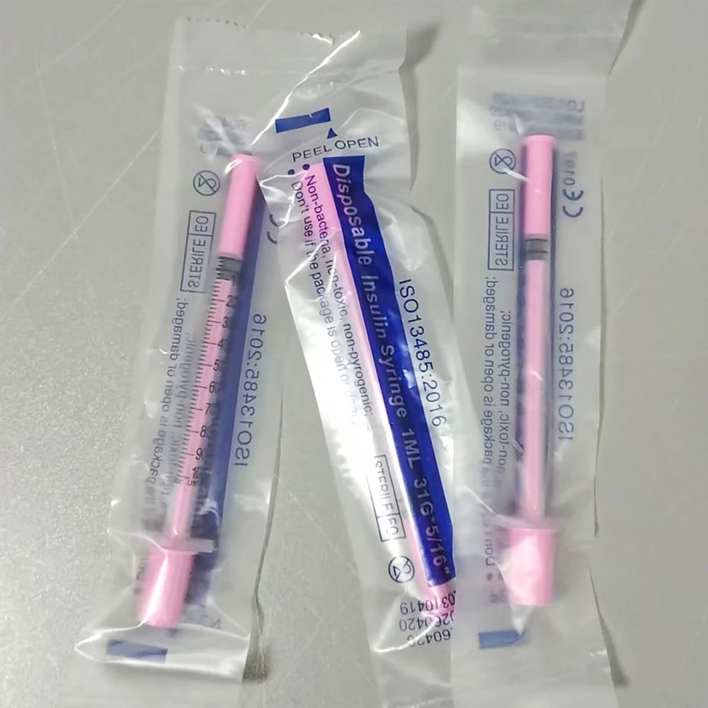 Brand New Insulin Syringe Pink Purple 1ml 31g 6mm 8mm Human Veterinary Insulin Syringe