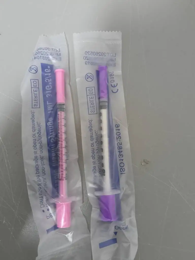 Pink Insulin Syringe8mm 31g  CE Marked Wholesale Universal Small-batch 1ml  0.5ml for Diabetes for Human Animal