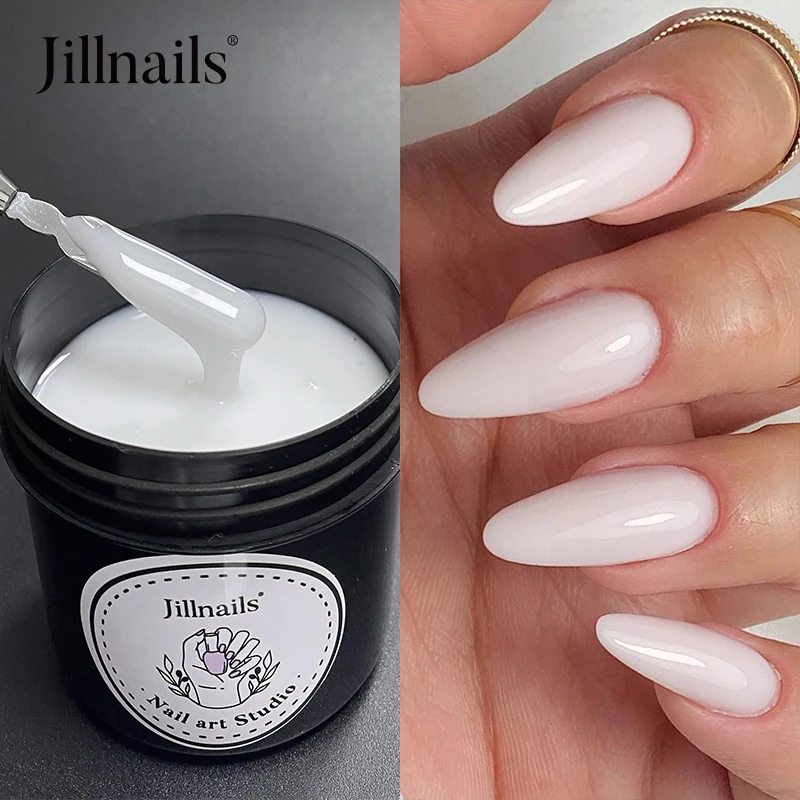 Jillnails 100g Milky White Pink Builder Nail Gel for Nails Extension Natural Medium Gel 100ml Self Leveling Gel White Building