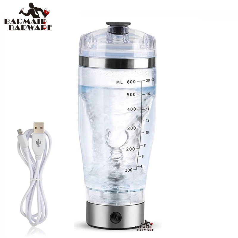 600ml Electric Cocktail Boston Shaker USB Automatic Protein Shaker Portable Movement Mixing Mixer Vortex Tornado My Water Bottle