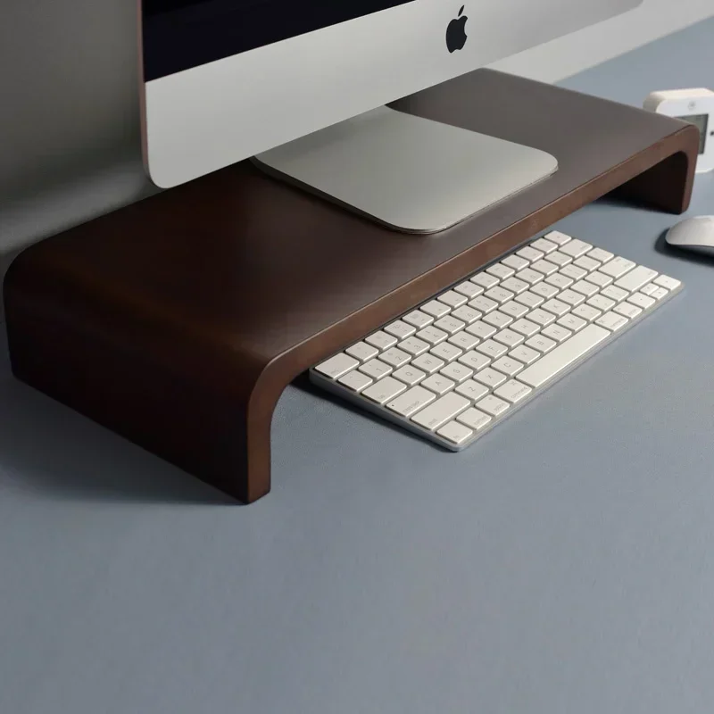 Solid Wood Neck Protection Monitor Stand Raised Screen Display Desk Shelf Ergonomic Organizer for Office Desks