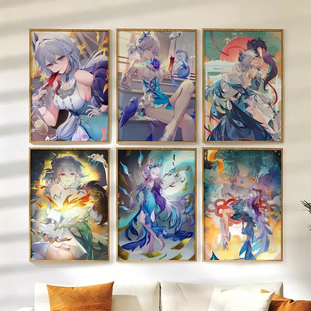 Yao Guang Honkai Star Rail Poster Wall Stickers HD Painting Self Adhesive Art Decals for Bedroom Living Room Home Decor