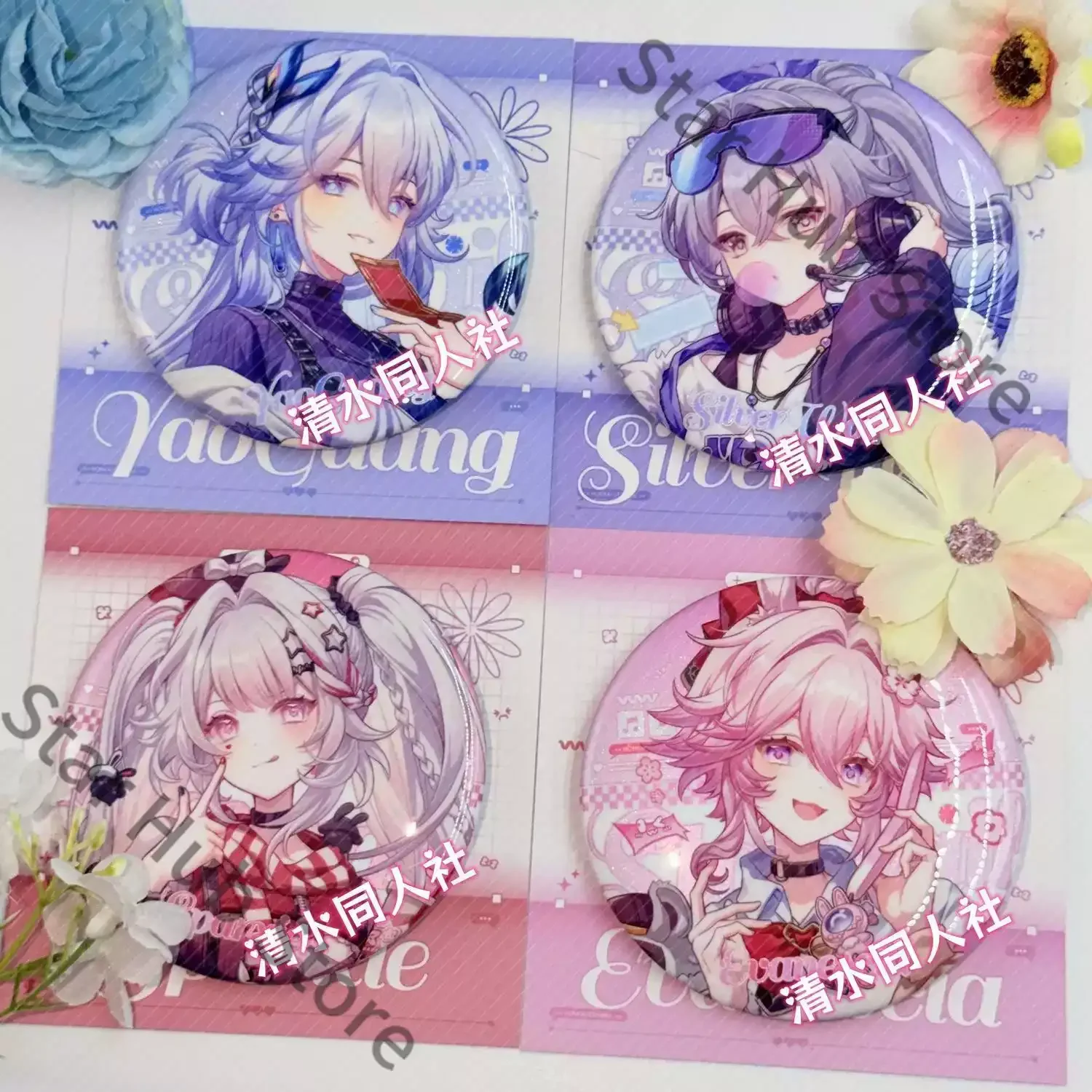 Honkai: Star Rail Silver Wolf Yao Guang Evanescia Double Flash Badge Coloured Paper Standing Sign Cosplay Colleagues Gifts Anime