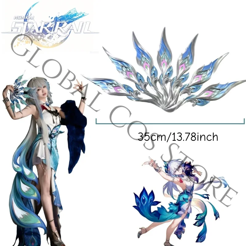Honkai: Star Rail Yao Guang Cosplay 3D printing Fan props Accessory Blue Silver Anime Fantasy Prop for Women Comic-con roleplay