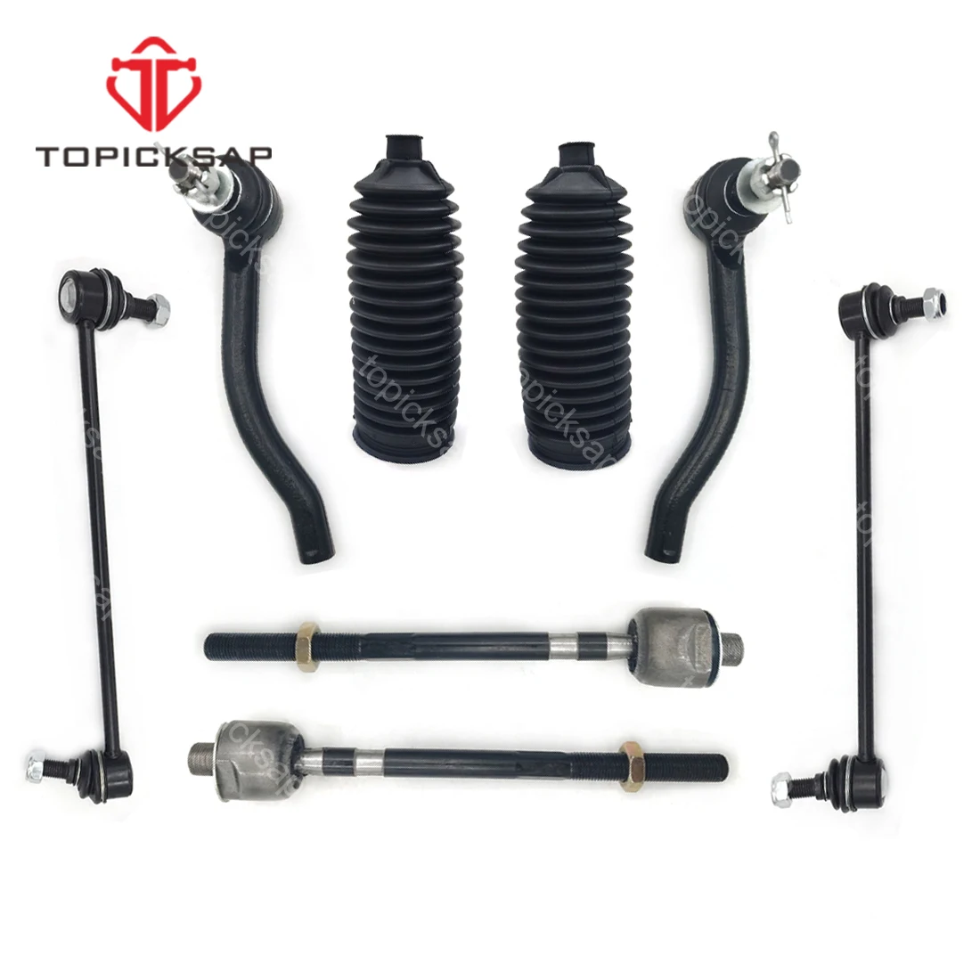 TOPICKSAP 8pcs Suspension Kit Inner & Outer Tie Rods & Sway Bar Links Boot Set for Nissan Murano II Z51 54618JD00A D86401AA0A