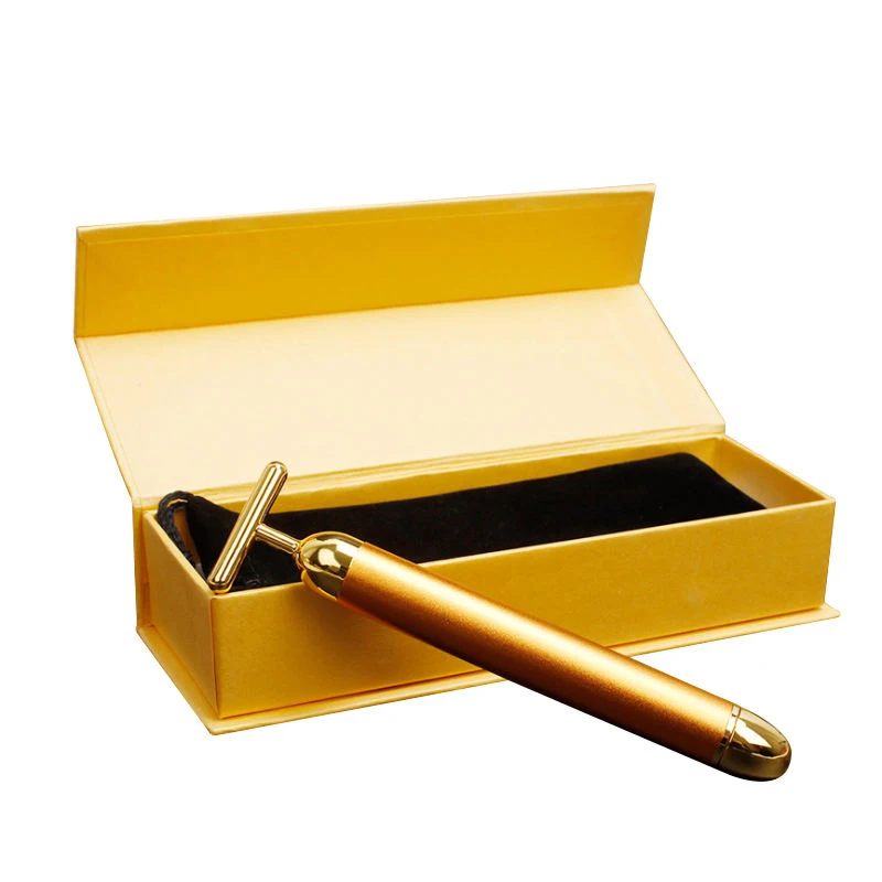 1pcs 24k Gold Thin Face Stick Roller Slimming Massage Stick Face Beauty Care Tshaped Vibrating Tool Carry With You LESEN
