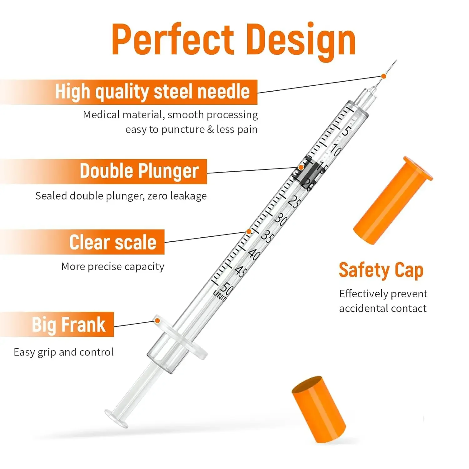 Disposable Insulin Syringe 0 5ml/1ml/30G/31G Sterile Individual Packed Peptide Injection Precise Scale Dispensing Tool 100 Pcs