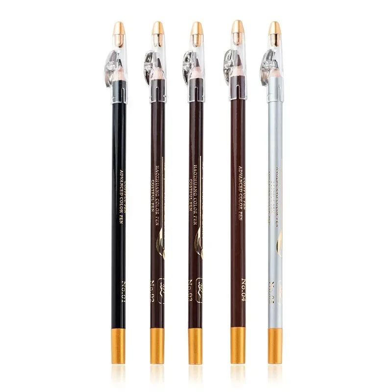 Wooden Eyebrow Pencil with Sharpening Knife Genuine Wood Not Smudge Waterproof Sweatproof Easy Coloring Long-Lasting Eyebrow Pen
