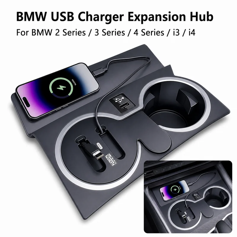 For BMW 2/3/4 Series i3 i4 Dock USB Charger Car Cigarette Lighter Multi-functional Super Fast Charging Car Phone Holder
