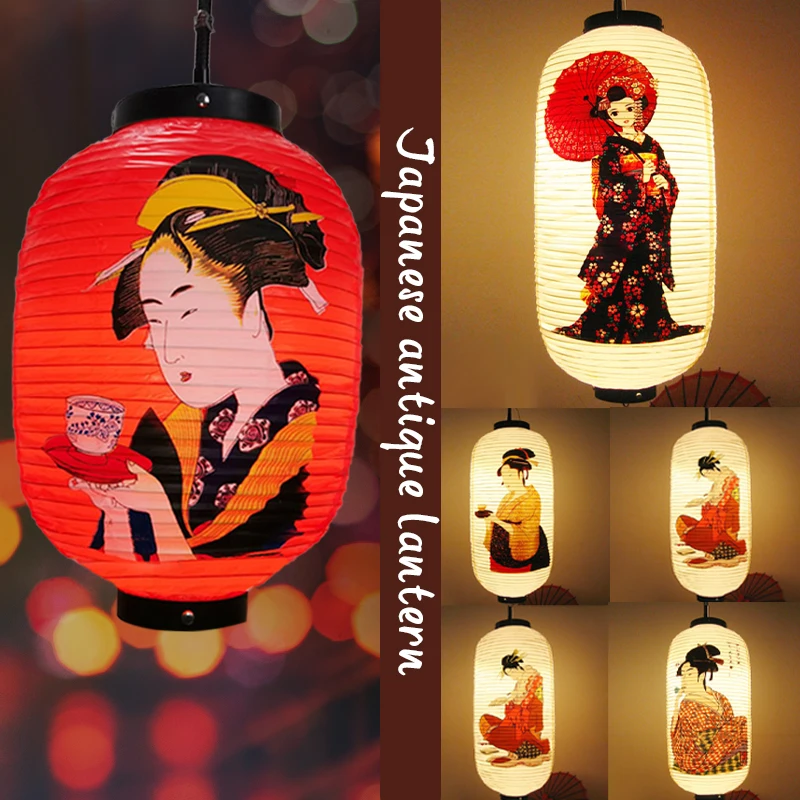 25*50cm Waterproof PVC Lantern Japanese Geisha Hanging Korean Ramen Sashimi Cuisine Shop Restaurant Pub Decor Outdoor Lanterns