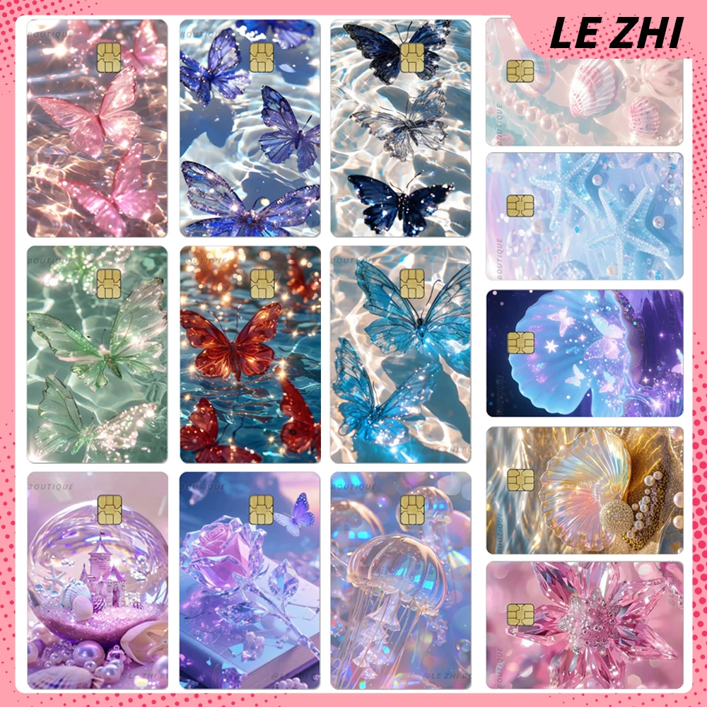 Dreamy Colorful Butterflies Credit Debit Card Party Sticker Decor Pvc Waterproof Small Chip Protective Film Sticker Girl Gift
