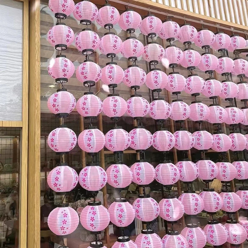 Waterproof Cherry Blossom Lantern Pink Japanese Style Hanging Outdoor Decor Festival Party Lights 2026 New Year Decoration
