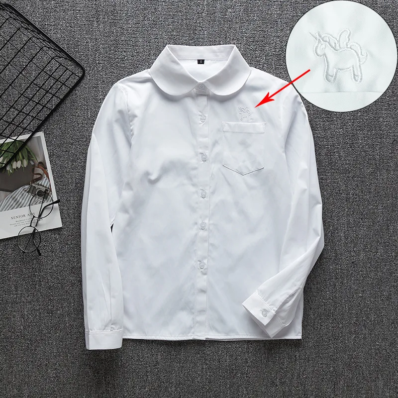 School Uniforms Long Sleeve White Shirt Women Japanese Student Girls And Boys Uniform Top Large-Size XS-5XL Unicorn JK Uniform