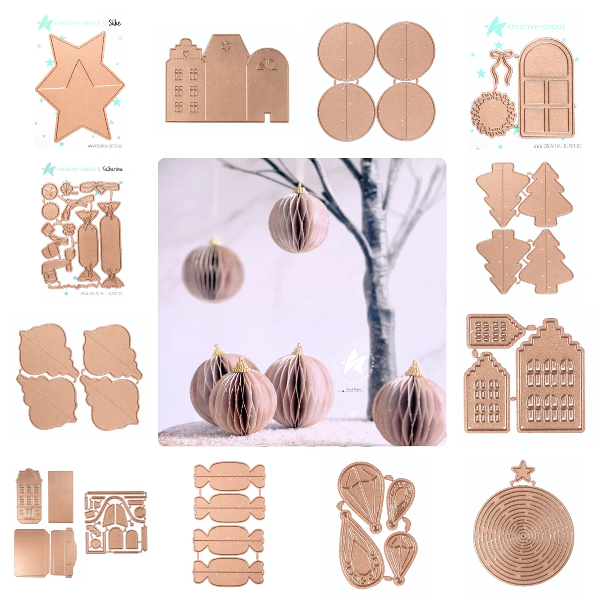 Christmas Tree Ornament Gabelbox Stadtvilla Bonbon Label Cutting Dies for New 2025 Scrapbooking Star-shaped Folding Card Craft