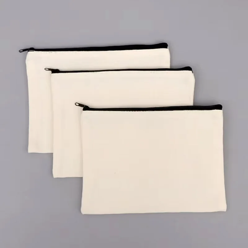 10/5/3 Pcs/Lot Student School Canvas Zipper Storage Bags DIY Blank Craft Cosmetic Ziplock Cotton Pouches for Pencil 21x13cm