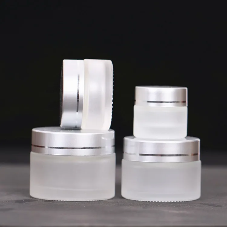 5pcs 5g 10g 20g 30g 50g Glass Cream Jars Cosmetic Packaging with lid plastic caps & inner liners round empty small glass jars