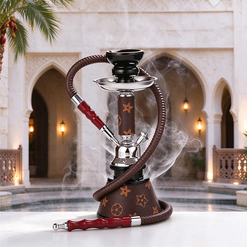 Hookah Complete Set Luxury PU Leather Pattern Shisha Narguile Chicha Cachimba Water Pipe Kit For Home Party