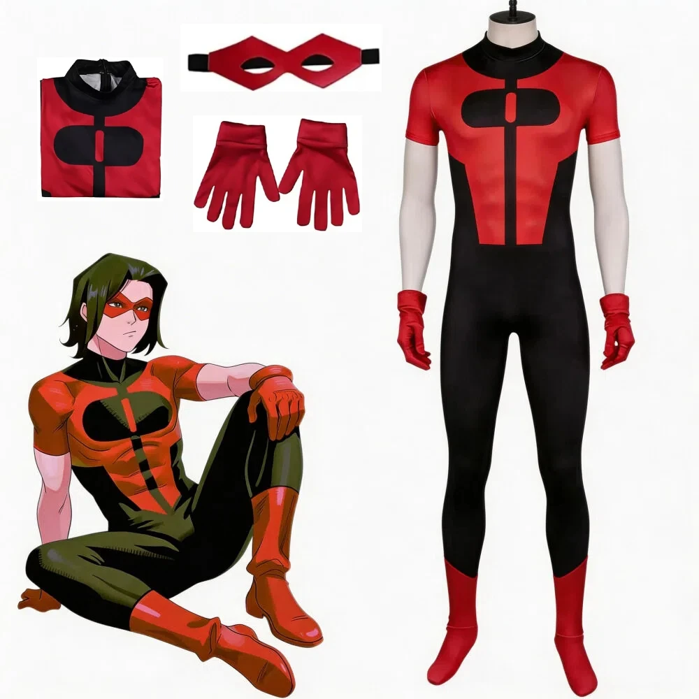 Anime Invincible Oliver Grayson Cosplay Full Set Jumpsuit Glasses Gloves Halloween Carnival Anime Role Play Party Costumes