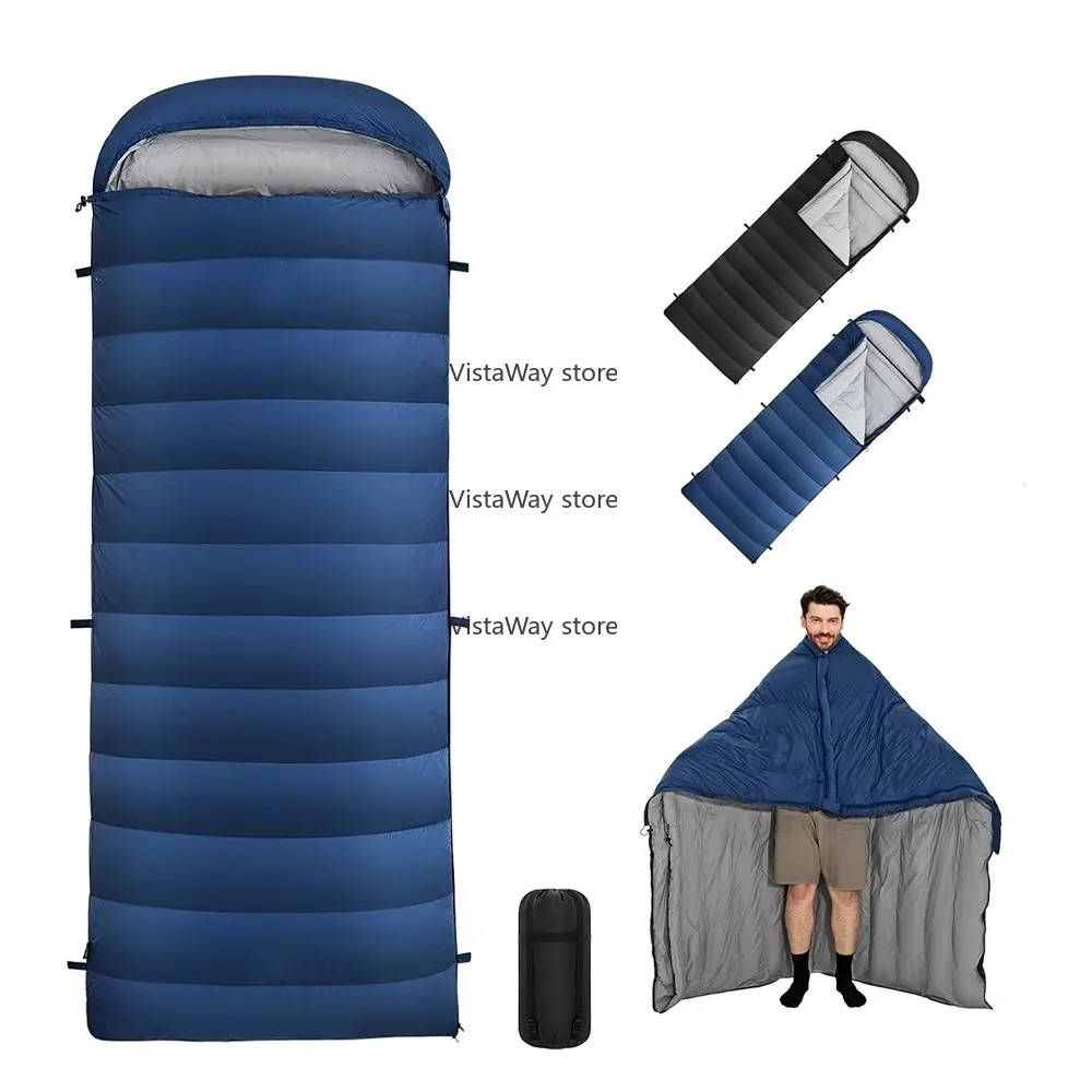 E-RIKE 3D Multiple Functions Rectangle Splicing Hoodie Winter Heating 0 Degree Thermal Down Sleeping Bags for Outdoor