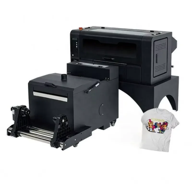Direct to Pet Film Inkjet DTF Printer with A3 Single Dual XP600 Printheads for T Shirt Hoodies Shop and Powder Shaker Oven