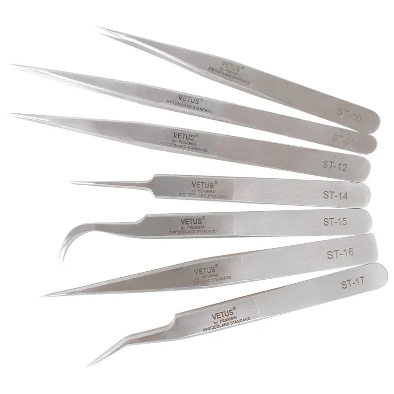 100% Vetus Original Non-magnetic Tweezers Grafted Eyelash Tweezers Super Fine High Precision Anti Static ESD Pincers