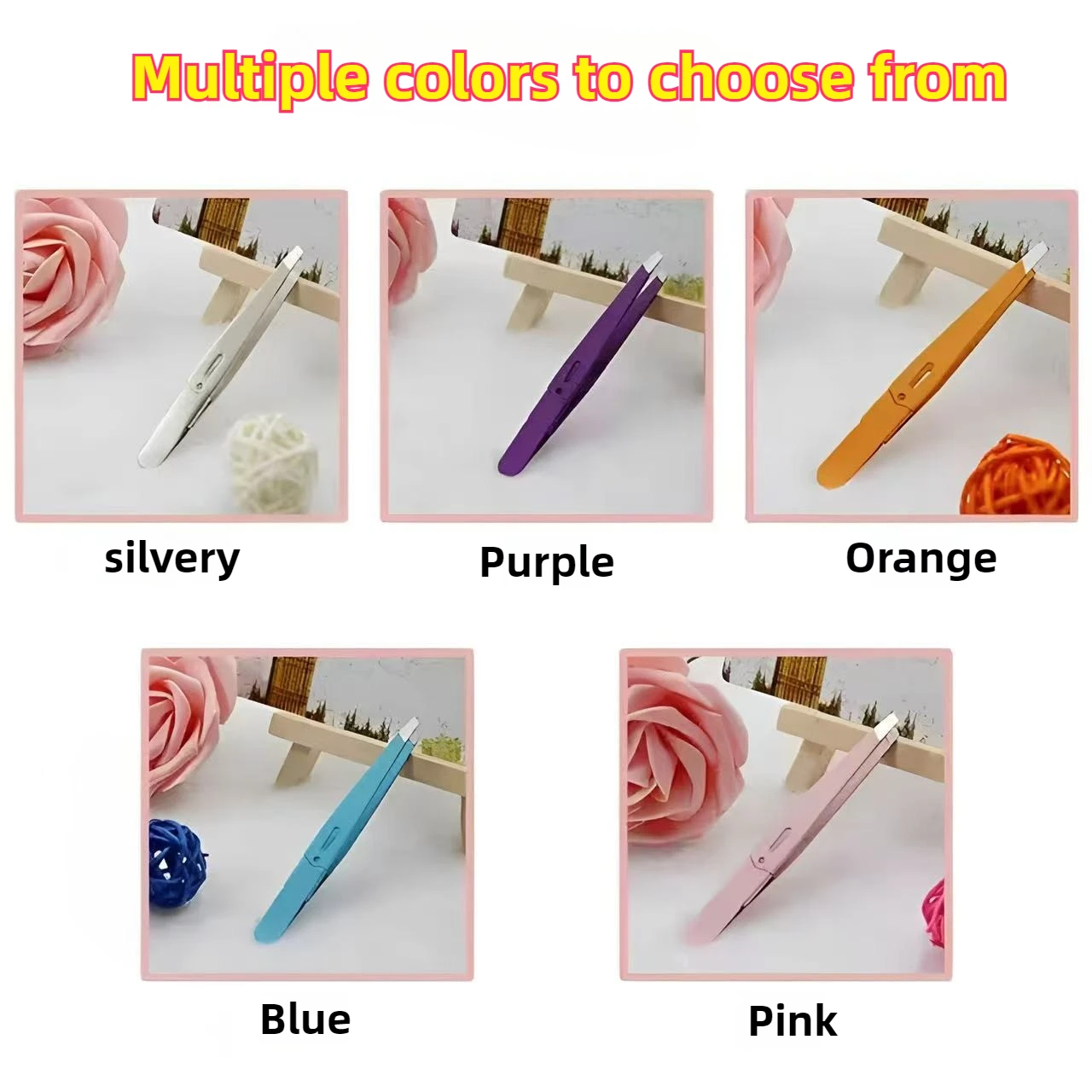 High-Precision Eyebrow Clip Stainless Steel Eyelash Curler Tweezers Purple Slanted Design  Men's Beard Plucking Christmas Gift