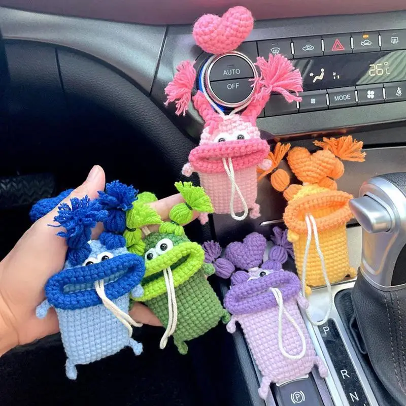 Handmade Crochet Key Case/Holder Universal Car Key Sleeve Pure Hand-woven Woolen Plush Funny Bigmouth Key Pendant