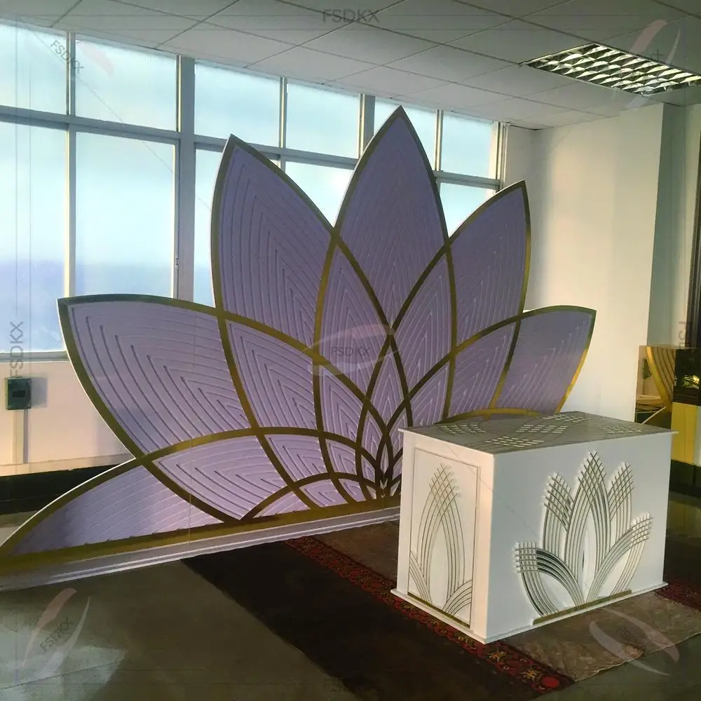Luxury Big Backdrop Decoration Wedding Event Pvc Acrylic Lotus Wall Backdrop Decoration