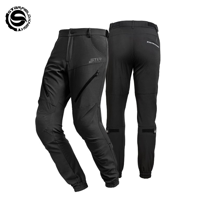 SFK Men's Riding Trousers Summer Breathable Black Motorcycle Pants New Splash-proof Fabric With CE Protective Gears Accessories