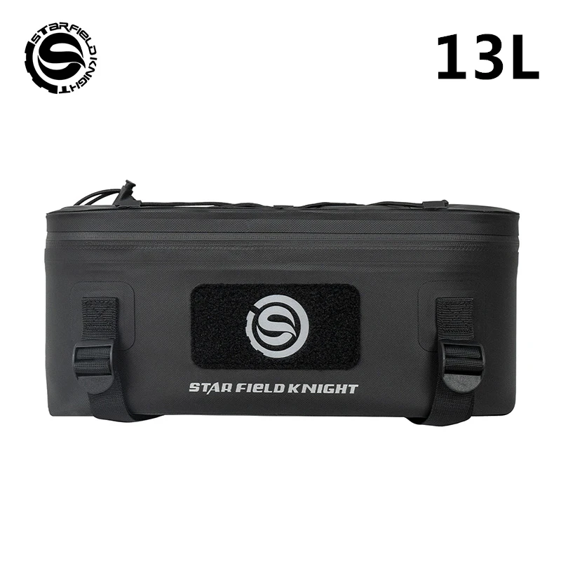 SFK Universal 13L Black Motorcycle Bag Waterproof Rear Seat Aluminum Box Capacity Expansion Box Suitcase Riding Gears Luggage