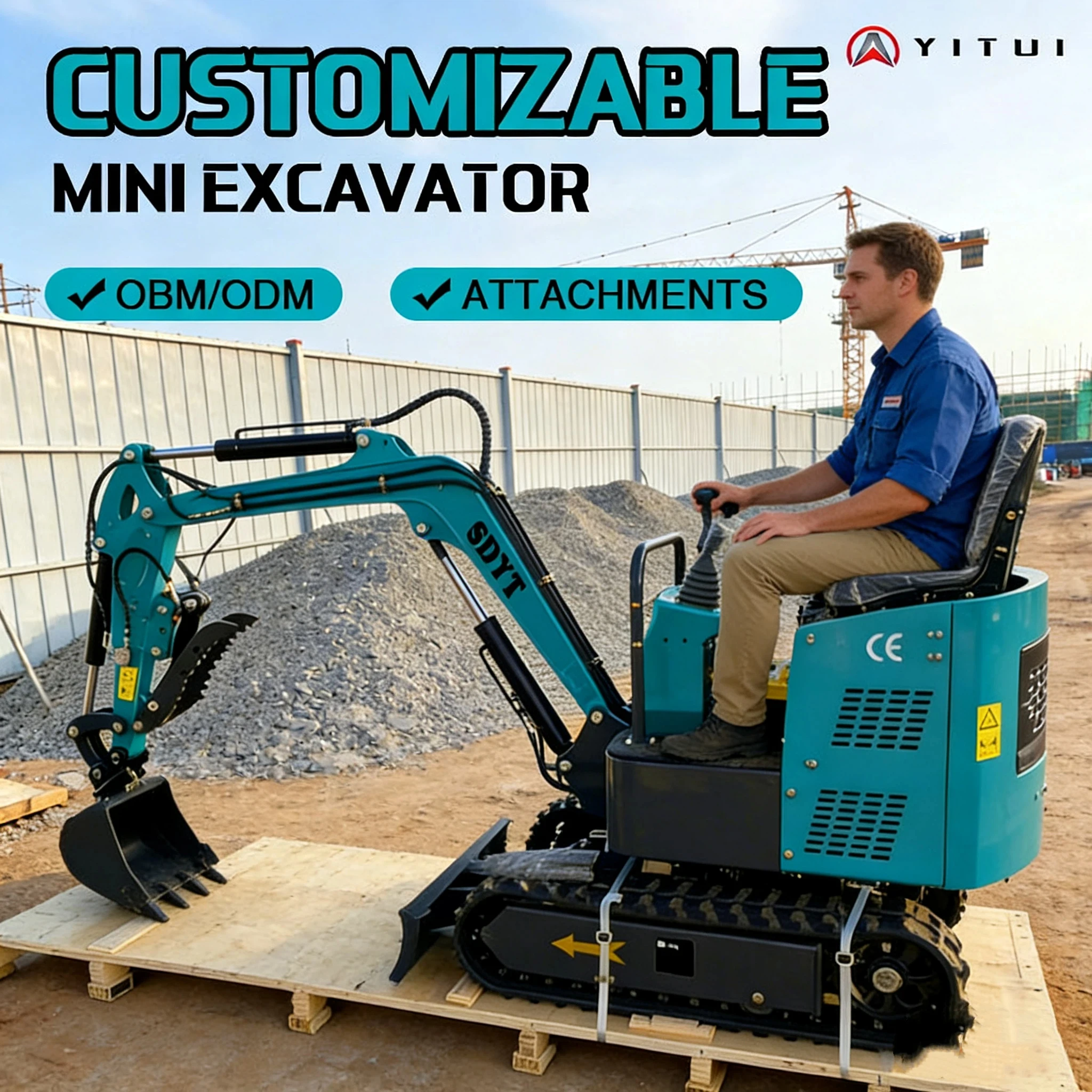 New Mini Excavator 1.2 Tons Customized Landscaping Construction Garden Farm High Quality Replaceable Excavator Bucket