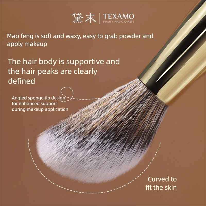 Texamo Portable Powder Blush Brush Slope Surface Cream Liquid Dotting Makeup Artist Special Contouring Brush