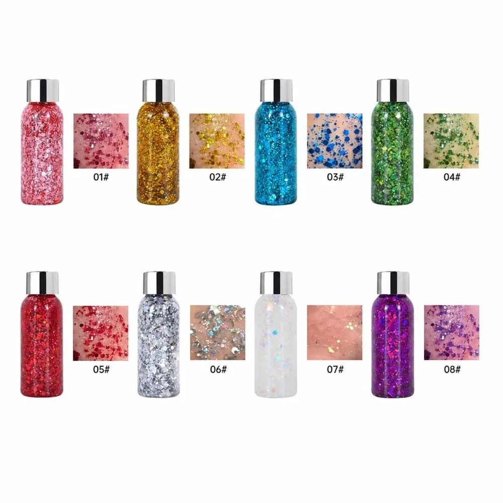 Gel, Sequins Face & Body Glitters Nail Hair Face Body Decoration Artistic Makeup Art Sequins Gel Nine Colors Makeup Glitter Gel