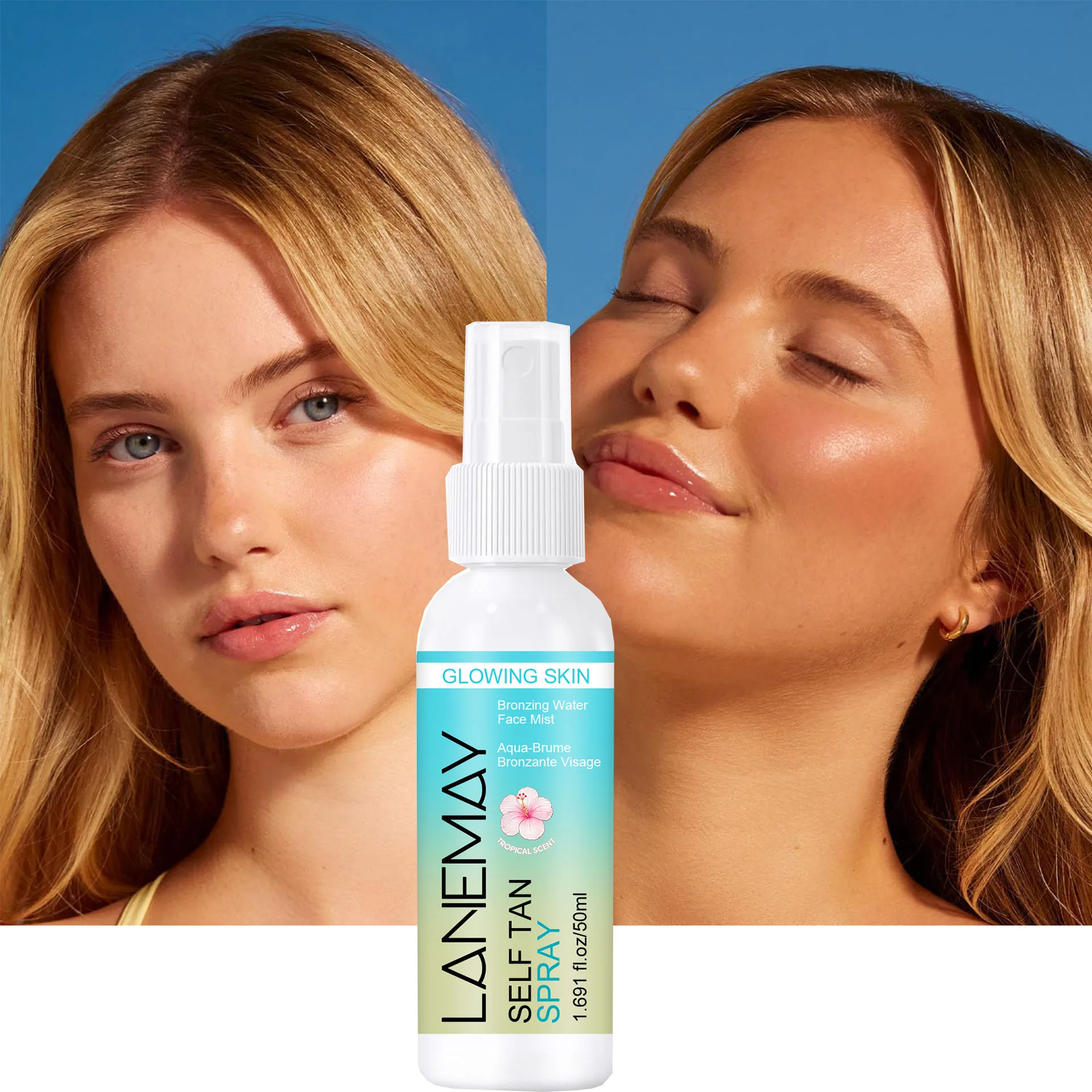 50Ml Tanning Spray Facial Bronze Water Light Spray Tropical Floral Moisturizing even skin tone Skin Beauty Water Makeup