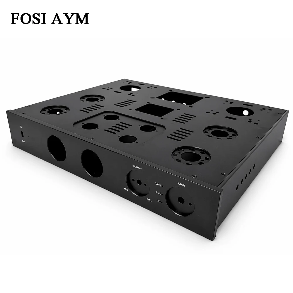 FOSI AYM 415x330x70mm Full Aluminum Amplifier Chassis VU Meter  KT88 EL34 EL84 Vacuum Tube Amplifier Enclosure Audio DIY Case