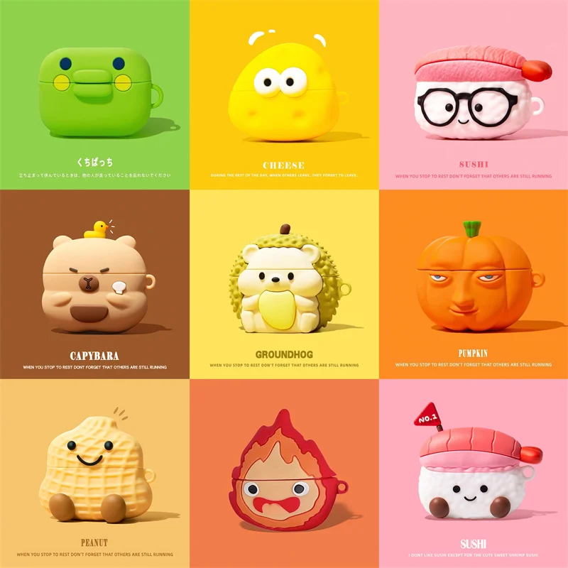 For Apple AirPods 1 2 3 Pro 2 Case 3D Cartoon Silicone Earphone Protective Case 2024 Soft Silicone Earphone Case for Airpods 4