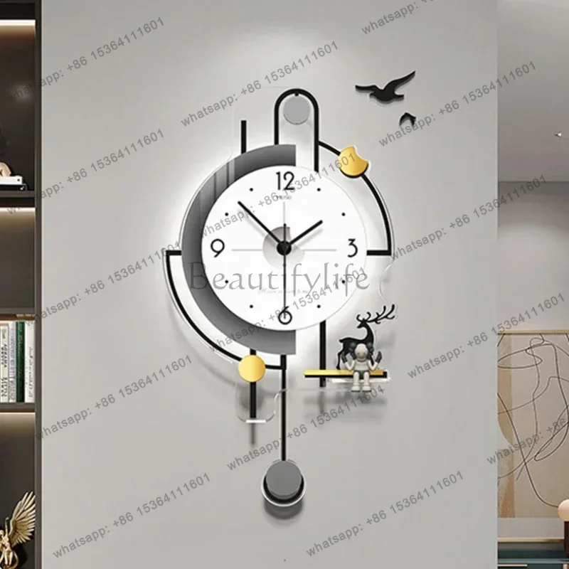 LJY Nordic Aesthetic Wall Clocks Modern Living Room Minimalist Living Room Wall Clock Unique Luxury Nixie Reloj Pared Furniture