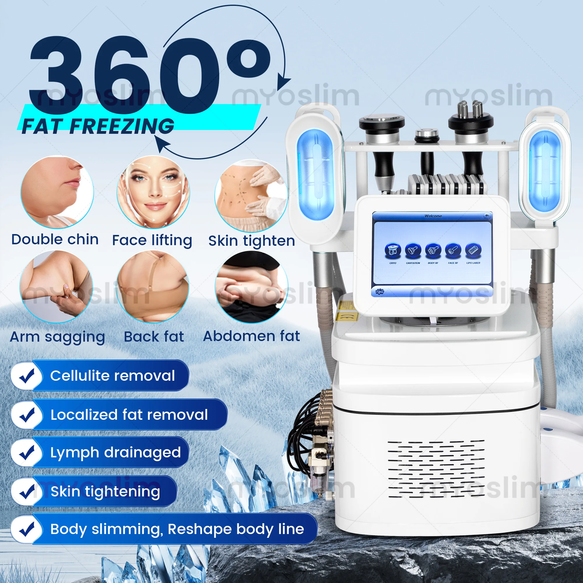360° Freezing Body Contouring Fat Reduction For Efficient Fat Removal Cellulite Reduction Adopting Vacuum Cavitation Technology