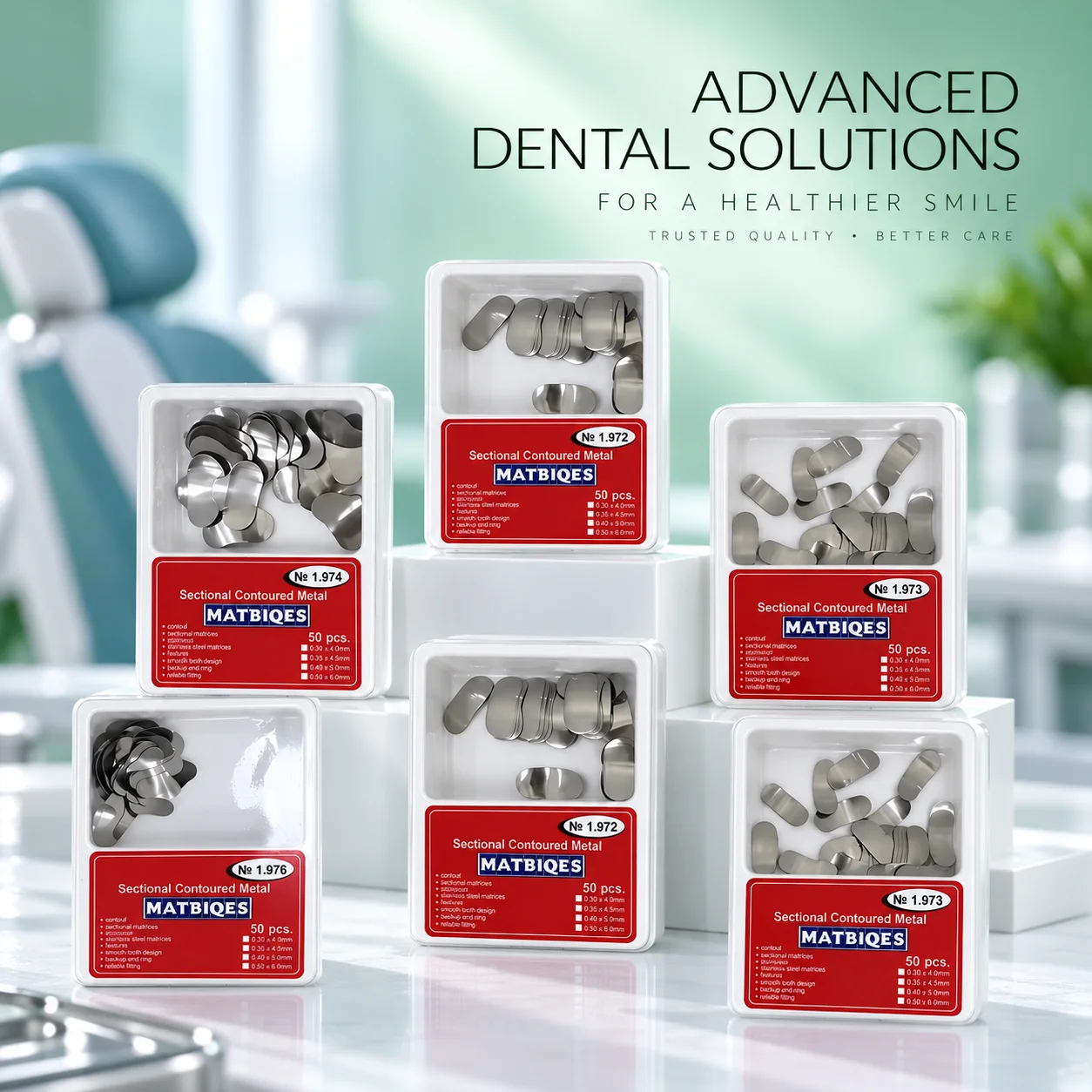 50Pcs Dental Sectional Contoured Metal Matrix Bands 6 Sizes Tooth Filling Restorative Matrices for Lab Clinic Supplies