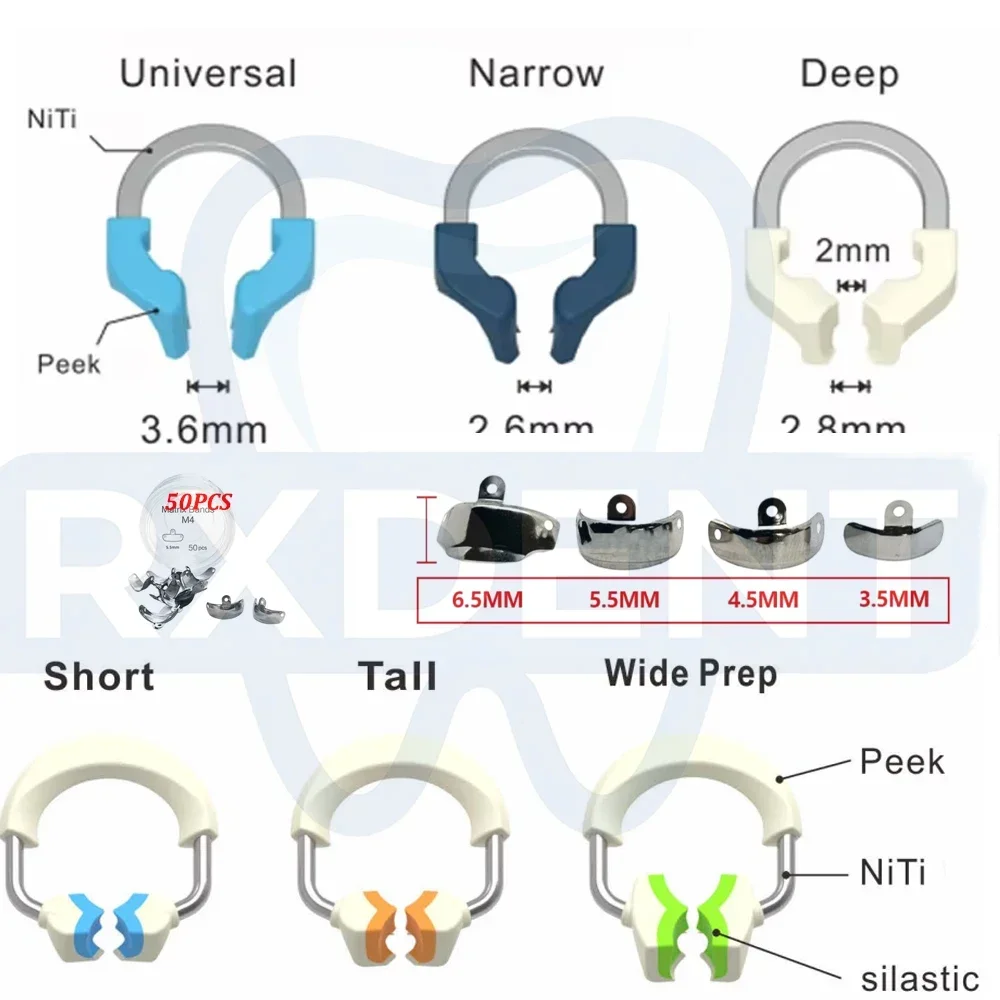 Multiple Types Dental Niti Matrix Bands Ring Style Matrix Clamp Clip Sectional Contoured Matrices Dentist Oral Clamp Ring
