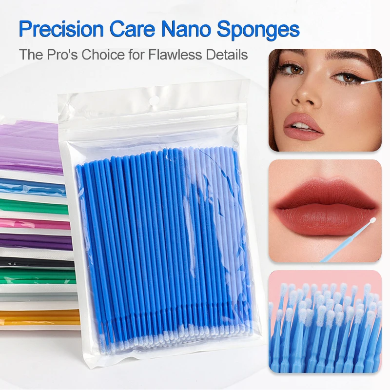 50/100Pcs Micro Cotton Swabs Eyelash Cleaning Brush for Lash Extension Disposable Micro Applicator Brush Makeup Tools Set