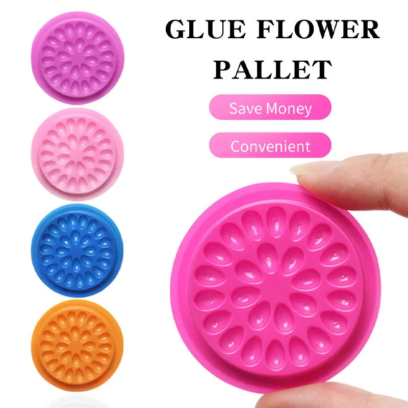 100pcs Disposable Plastic Flower Holder Sticker Glue Adhesive Pallet Grafted Lashes Tool For Eyelash Extension Makeup Tool