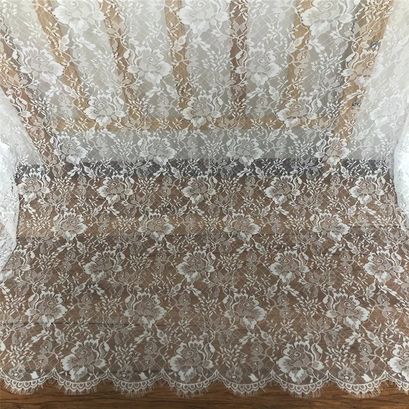 (3m/lot) Lace Fabric Eyelash Lace Chantilly Lace Labrics Whtie Floral Wedding Dress Fabric Mantilla Veil Lace