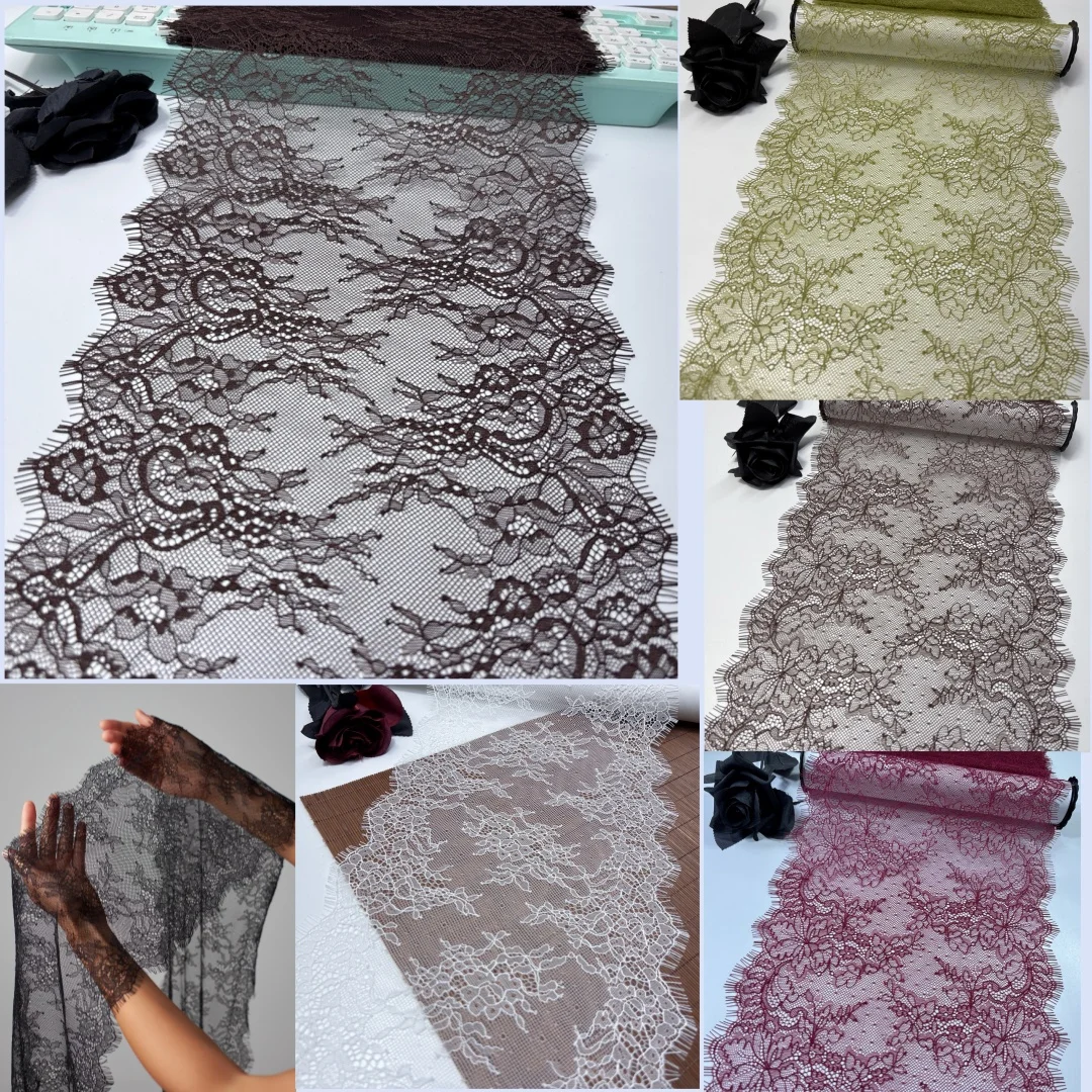 Eyelash Lace Trim, Chocolate Brown Color, Chantilly Lace, Accessories, DIY Embroidery & Sewing Crafts, Emerald Green French Lace