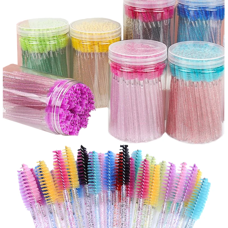 50/100PCS Crystal Eyelash Brushes Mascara Wands Applicator For Women Lashes Eyebrow Eye Wholesale Beauty Brush Makeup Tool