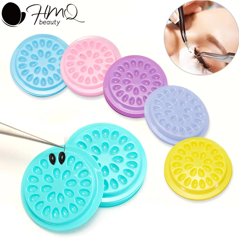 100/20pcs Disposable Eyelash Glue Stand Holder Eyelash Extension Supplies Glue Adhesive Pallet Plastic Lash Glue Pad Makeup Tool