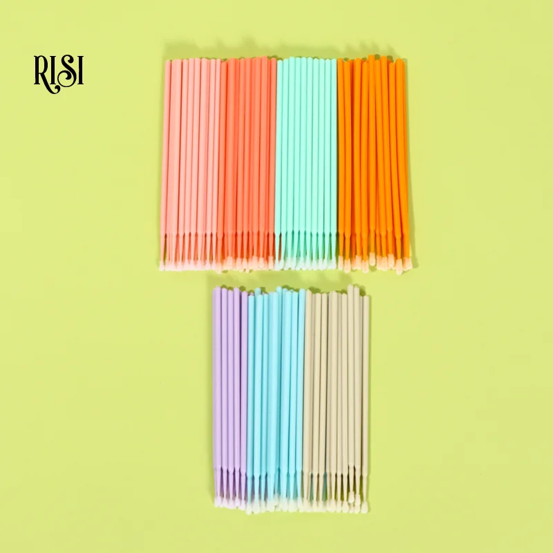 RISI 100pcs/bag Disposable Eyelash Micro brush Swabs Individual Lash Removing Swab Micro Brush For Eyelash Extension Tools