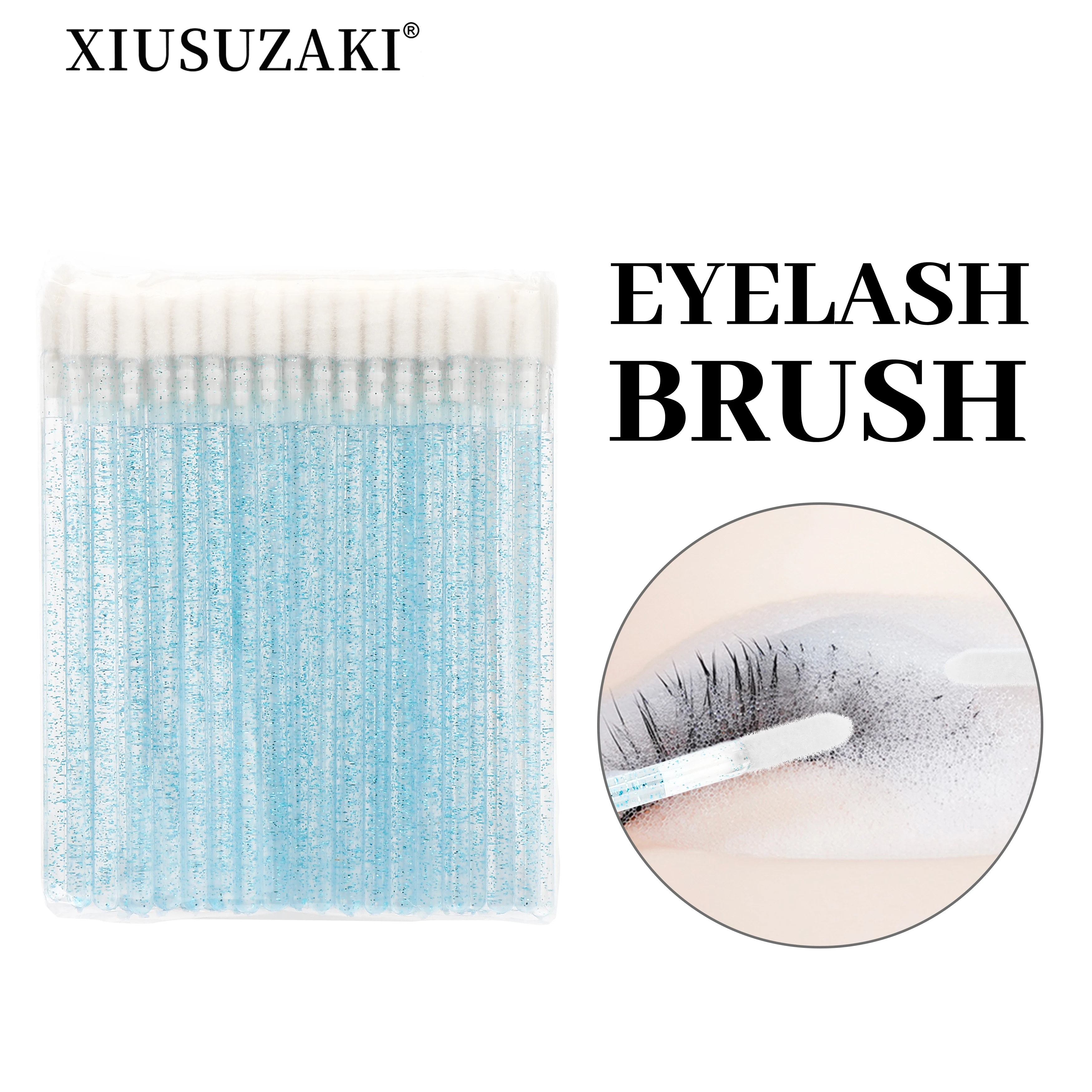 XIUSUZAKI 100 Pcs Eyelash Cleaning Brush Lash Extension Micro Cotton Swab Eyelashes Micro Brush Clean Remover Makeup Tools