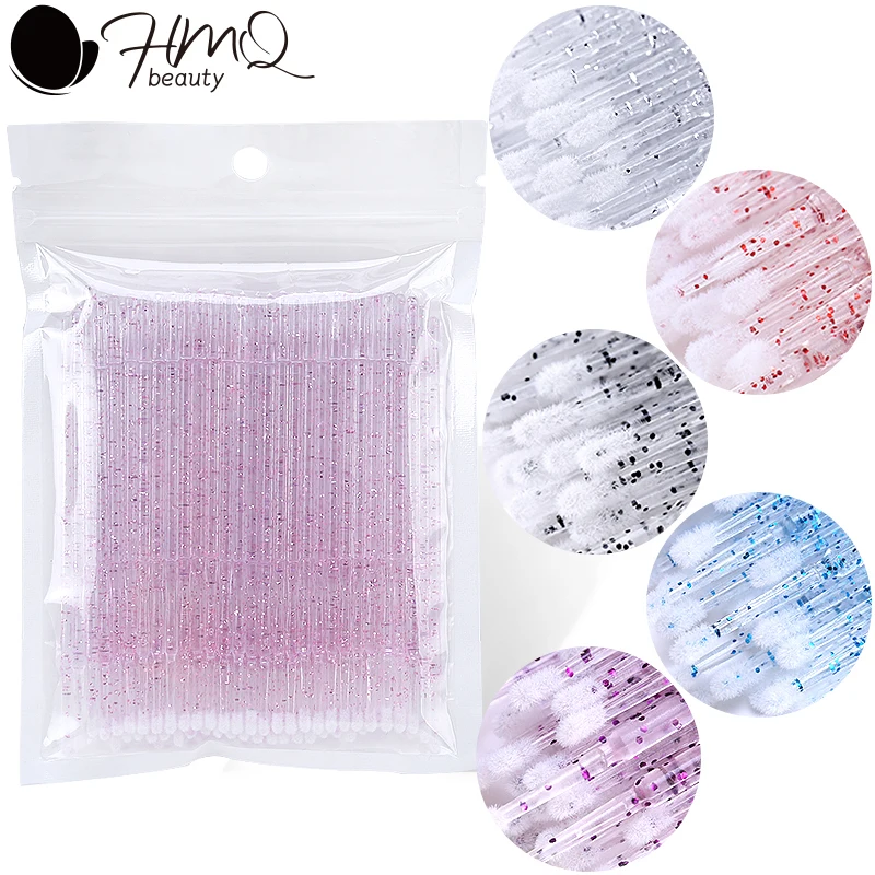 50/100Pcs Disposable Crystal Micro Brush Eyelashes Extension Individual Lash Removing Swab Mascara Wands Applicator Makeup Tools